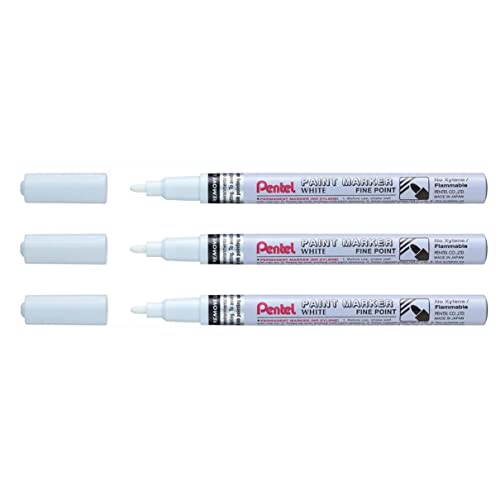 PENTEL Paint Marker MSP10 Marker, feine Spitze, Weiß, 3 Stück von Pentel