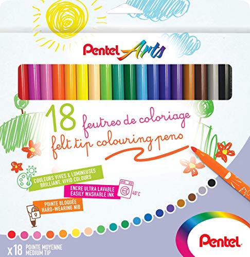 Pentel Arts SCS2E-18 Filzstifte, mittlere Spitze, 18 Stück von Pentel