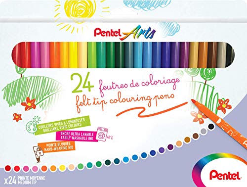 Pentel Arts SCS2E-24 Filzstifte, mittlere Spitze, 24 Stück von Pentel