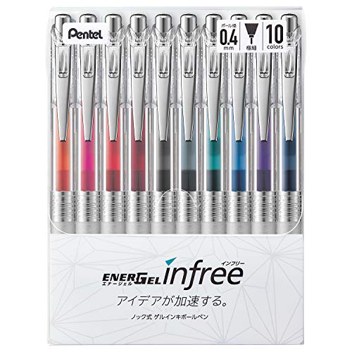 Pentel BLN74TL-10 EnerGel Ink Kugelschreiber, 0,4 mm, 10 Farben Japan Import – Made in Japan von Pentel