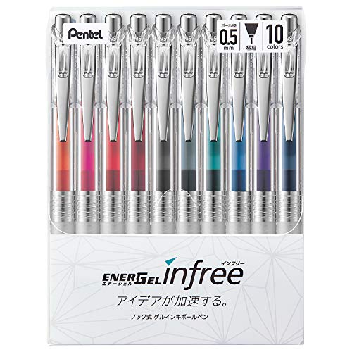 Pentel BLN75TL-10 EnerGel Tinten-Kugelschreiber, 0,5 mm, 10 Farben von Pentel