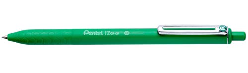 Pentel BX470-D Kugelschreiber iZee, Druckmechanik, Metallclip, 0,5 mm Strichstärke, 1 Stück, grün von Pentel