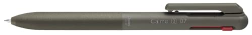 Pentel BXAC37D Calme 3-Farb-Kugelschreiber, deutlich gedämpftes Klick-Geräusch, Griffzone in Lederoptik, nachfüllbar, Kugel 0.7mm = Strichstärke 0.35mm, schwarz/rot/blau, 1 Stück von Pentel