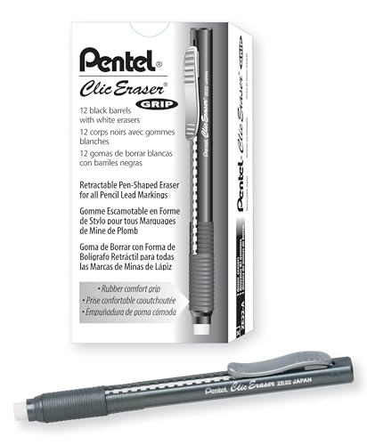 Pentel Clic Radiergummi, einziehbarer Radiergummi schwarz von Pentel