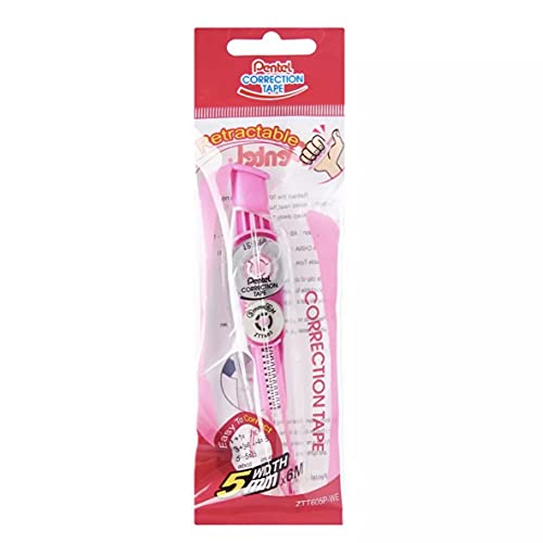 Pentel Correction Tape ZTT605 Korrekturband, einziehbar, 5 mm x 6 m, Farbe: Rosa von Pentel