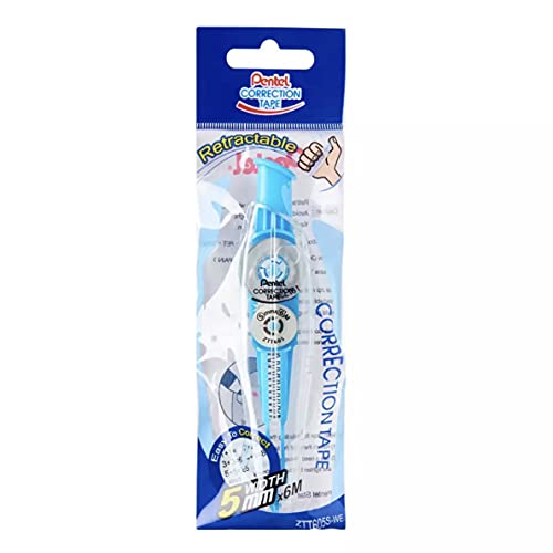 Pentel Correction Tape ZTT605 Korrekturband, einziehbar, 5 mm x 6 m, hellblau von Pentel