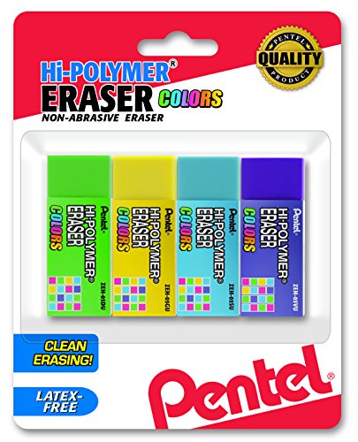 Pentel Hi-Polymer Block-Radiergummi, klein, 4 Stück (ZEH05CRBP4M) von Pentel