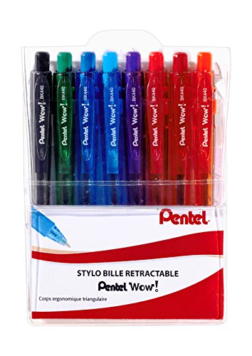 Pentel Kugelschreiber, einziehbar, dreieckiges Gehäuse Pochette de 8 Assortiment von Pentel