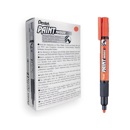 Pentel MMP20-FO Permanent-Marker 2,0 mm Rundspitze Lackmarker, 12 Stück, orange von Pentel