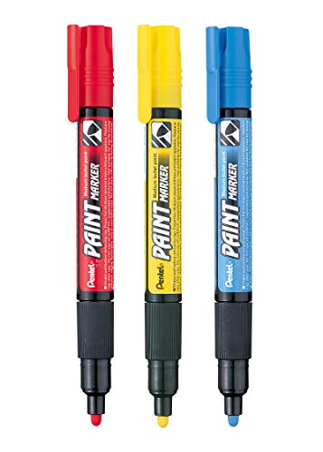 Pentel MMP20 Lackmarker Paint Marker 3 Stück (rot, gelb, hellblau) von Pentel