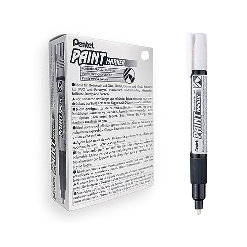 Pentel MMP20-WO Permanent-Marker 2,0 mm Rundspitze Lackmarker, 12 Stück, weiß von Pentel