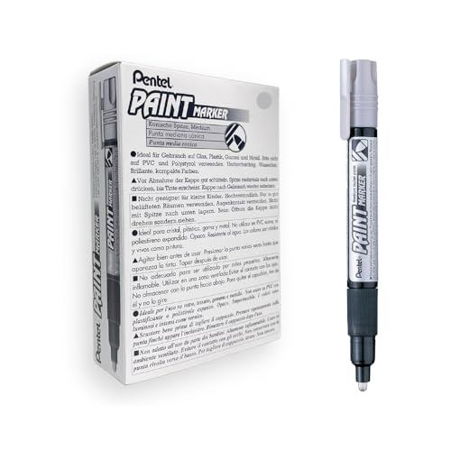 Pentel MMP20-ZO Permanent-Marker 2,0 mm Rundspitze Lackmarker, 12 Stück, silber von Pentel