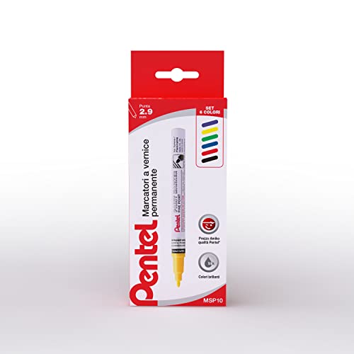 Pentel MSP10 Paint Marker Permanent-Lackstift Feinspitze verschiedene Farben basic 6 Stück von Pentel