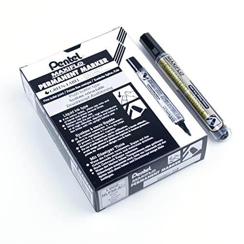 Pentel MWL5S 12 Stück Permanentmarker mm mittlere Rundspitze, Noire von Pentel