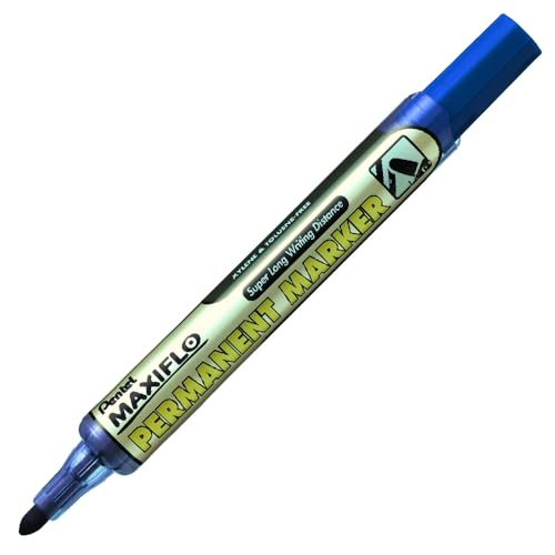 Pentel Maxiflo Permanentmarker, mittlere Rundspitze, blaue Tinte, 12 Stück von Pentel