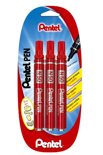 Pentel Marker Permanent konische Spitze Blister de 3 rot von Pentel