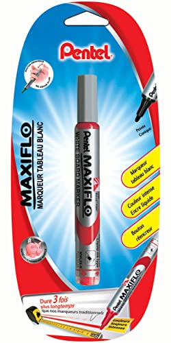 Pentel Maxiflo MWL5S Whiteboard-Marker, radierbar, mittlere konische Spitze, mit Drucktaste, Rot, 1 Stück von Pentel