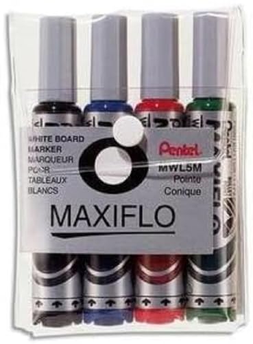 Pentel Maxiflo Whiteboard-Marker 4er Etui Rundspitze groß von Pentel