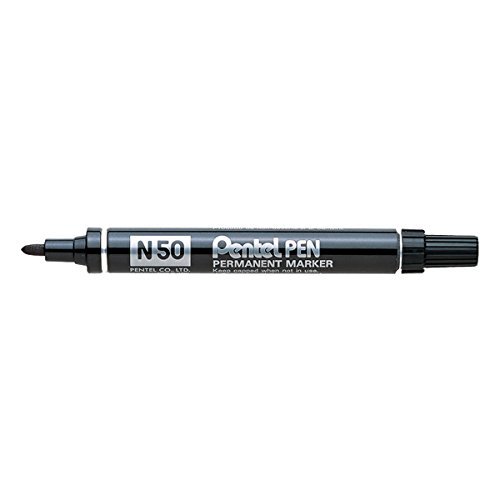 Pentel N50 Permanentmarker, Rundspitze, 1,5-2 mm Strichbreite, 5 Stück, schwarz von Pentel