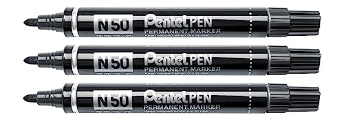 Pentel N50 Permanentmarker konische Spitze schwarz 3 Stück von Pentel