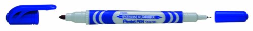 Pentel N65W-C Permanent Marker Twin Tip mit Doppelspitze, 10 Stück, blau von Pentel