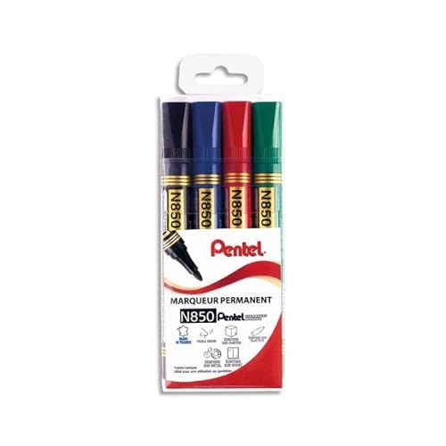 Pentel N850/4 Samt-4 Permanentmarker Mittlerer Spitze, schwarz/rot/blau/grün von Pentel