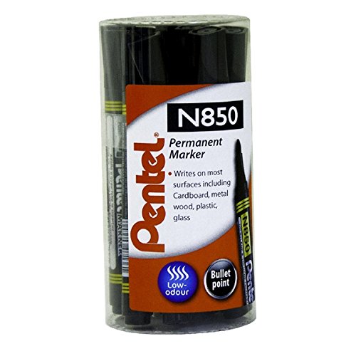 Pentel N850 Permanentmarker schwarz Rundspitze [12 Stück] von Pentel