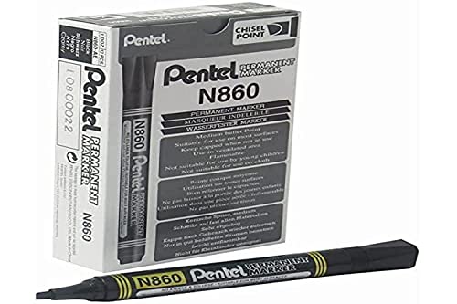 Pentel Permanent Marker, Keilspitze, schwarz ,12er pack von Pentel