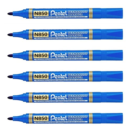 Pentel Permanentmarker N850, konische Spitze, Blau, 6 Stück von Pentel