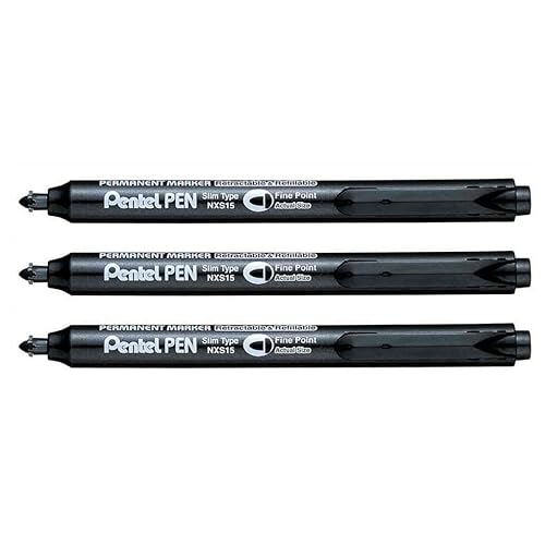 Pentel Permanentmarker NXS15, einziehbar, feine Spitze, Schwarz, 3 Stück von Pentel