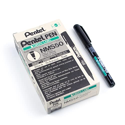 Pentel Permanentmarker xylol-/toluolfrei F 0,8 mm Strichbreite 12 Stück schwarz von Pentel