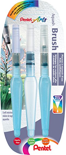 Pentel Pinsel mit Wasserreservoir, spitze Pinsel feiner Pinsel - mittel - flacher Pinsel von Pentel