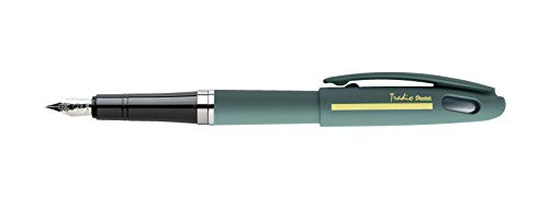 Pentel Tradio TRF99A-C Füllfederhalter Sport Chic, Schaft schwarz matt, Tinte blau nachfüllbar grün - vert khaki von Pentel