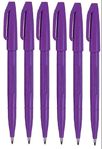 Pentel violett Original Sign Pen S520 Faserspitze Marker Stifte Farbe Fineliner 2 mm Feder 1 mm Line Breite (Pack von 6) von Pentel