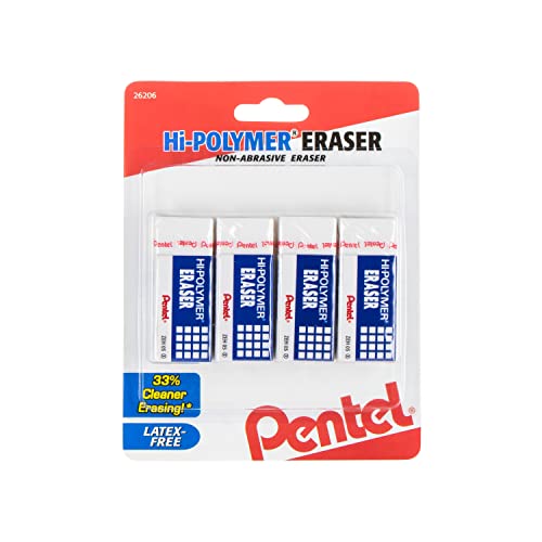 Pentel Hi-Polymer Block Radierer klein, weiß, 4 Stück (ZEH05BP4) von Pentel