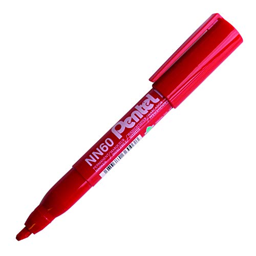 Pentel nn60-b-r NN60 Permanent Marker Spitze bizeautée rot 12 Stück von Pentel