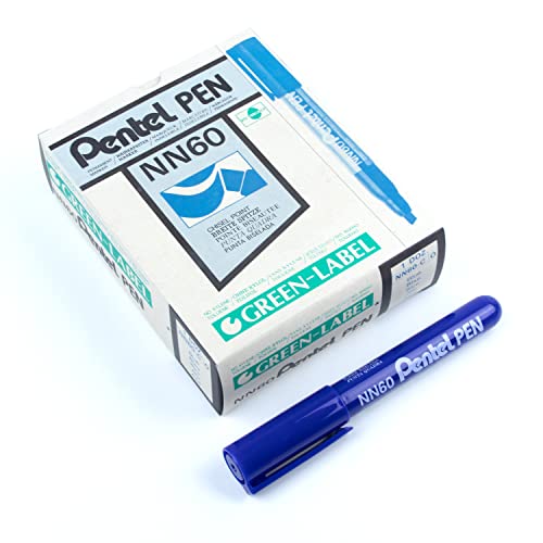 Pentel nn60-c-b NN60 Permanent Marker Spitze bizeautée blau 12 Stück von Pentel