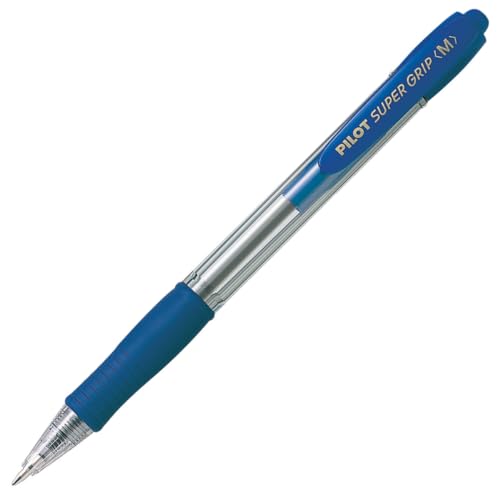 Pilot Super Grip Druck-Kugelschreiber, 1,0 mm Schreibspitze, 0,4 mm Strichbreite, Blau, 12 Stück von Pentel