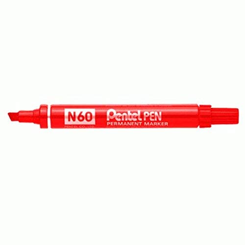 personalisierbar Pentel 10 Stück Permanent Marker Keilspitze (3 Stück) – Rot von Pentel