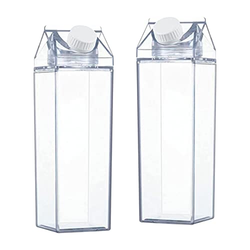 Clear Milk Carton Wasserflasche 500 ml wiederverwendbare transparente Saftflasche für Outdoor Sport 2PCS Transparent Milchflaschen von Peosaard