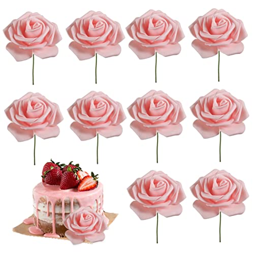 Muttertag Kuchen -Topper, Damentag Kuchen -Topper Pink Rose Blumenkuchen Topper für 3.8 Goddess Festival Mutter Day Party Kuchendekor 10 PCS 7,5 x 20 cm, Blumenkuchendekoration von Peosaard