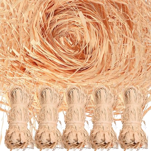 Peosaard 10pcs Raffia 50g natürliche Jute Raffia Band Stylish Crafts Raffia Gras Wiederbelebbares Geschenkpapier Shred Rotwein Dekorative DIY Füllung, Raffia von Peosaard