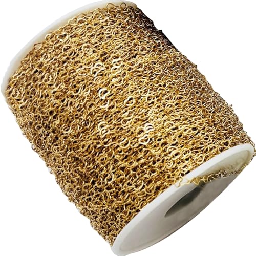 Peosaard Goldgefüllte Herzkette, Messingschmuckkette, 33 Fuß plattierte Goldkette, DIY-freundliche Schmuckzubehör für Halskette, Armband, Fußkettchen von Peosaard