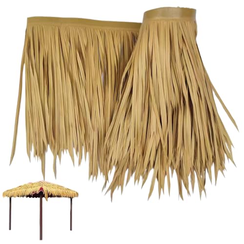 Peosaard Hawaiianer Luau Gras, Raffia Fringe Bannertischrock, dickes faltbares Strohdach, künstliche Strohdach für Sommer von Peosaard