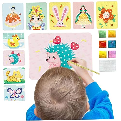 Peosaard Kinder stochern Kunst DIY 661pcs/set handbemalte Poke Malerei Kindheit Infinite Traum 3D DIY Cartoon Märchen Poke Kunsthandwerk für Kindergeschenk Märchen Königreich Poke Art DIY DIY von Peosaard