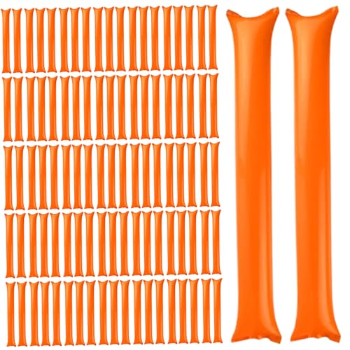 Peosaard Thunder Sticks 100 PCs Boom Stick aufblasbare Spirit Sticks Cheerleading Plastic Boom Stick Lärmmacher für Sportveranstaltungen Tanz Basketball Fußball Orange Boom Boom Stick von Peosaard