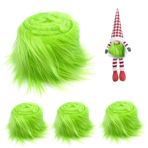 Plüschgewebe 4pcs 2x59 zitterndes Synthetikstoff Atmungsaktives DIY Cuttable Decorative Craft Stoff für Gnomherstellung, Weihnachtsbaumschmuck, Kleidung Design, fluoreszierendes grünes Plüschstoff von Peosaard