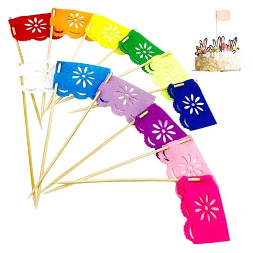 Set von 24 PCs Mini mexikanisch Papier Tissue Banner Flaggen Dekoration, mehrfarbige Fiesta-Party-Dekorationen Mexikanischer Fiesta-Kuchen-Topper für mexikanische Themenparty, mexikanische Dekoration von Peosaard