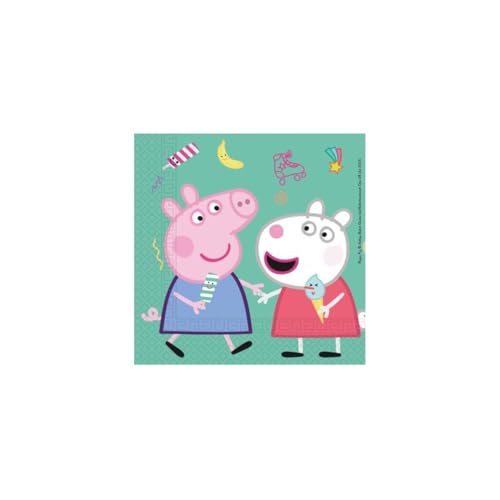 ALMACENESADAN 0921, Pack 20 Papierservietten Peppa Pig, für Partys und Geburtstage, Papierware von Peppa Pig