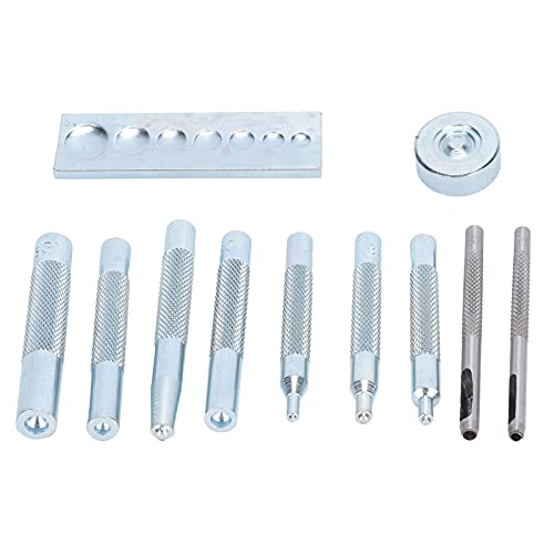 11-teiliges DIY-Lederhandwerkswerkzeug, Ösenstanze, Lederstanzer-Schnapploch-Set-Kit, Hardware, Hochgeschwindigkeitsstahl-Nietensetzer mit Rutschfester Basis für die von PerGar